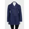 Blue double-breasted coat with buttons