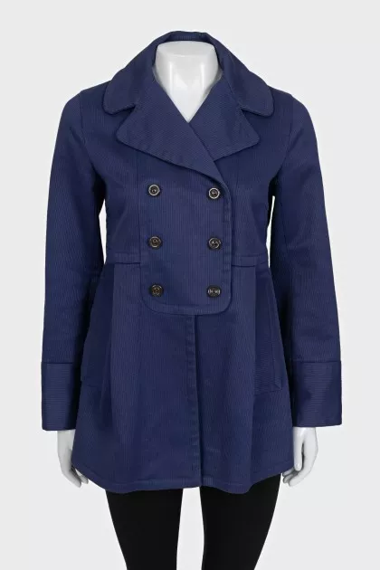 Blue double-breasted coat with buttons