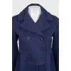 Blue double-breasted coat with buttons