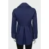 Blue double-breasted coat with buttons