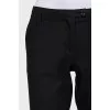 Black low-rise straight trousers