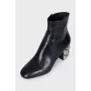 Leather ankle boots with silver heels