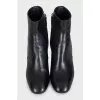 Leather ankle boots with silver heels