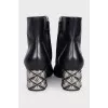 Leather ankle boots with silver heels