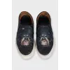 Men's printed leather slip-ons