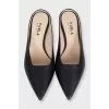 Black leather mules with metal insert