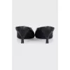 Black leather mules with metal insert