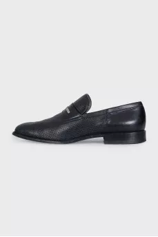 Men's black leather shoes with perforations