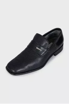 Men's black leather shoes with perforations