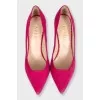 Pink suede pumps