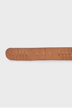 Leather belt with a braided element