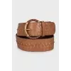 Leather belt with a braided element
