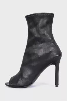 Leather ankle boots with open toe heels