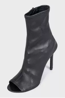 Leather ankle boots with open toe heels