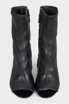 Leather ankle boots with open toe heels