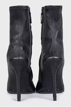 Leather ankle boots with open toe heels