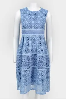 Light blue lace zip dress