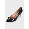 Black patent leather open-toe shoes