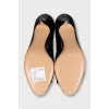 Black patent leather open-toe shoes