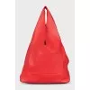 Red soft leather shopper