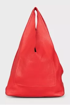 Red soft leather shopper