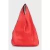 Red soft leather shopper
