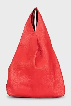 Red soft leather shopper