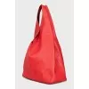 Red soft leather shopper