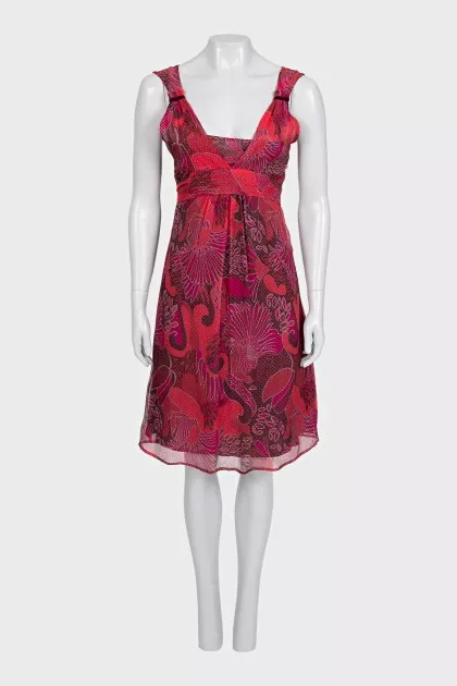 Red silk sleeveless dress