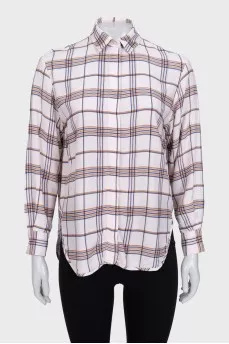 Loose-fitting plaid button-down shirt