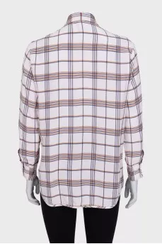 Loose-fitting plaid button-down shirt