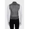 Black and white silk sleeveless blouse