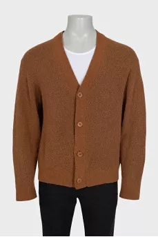 Men's brown wool cardigan