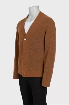 Men's brown wool cardigan