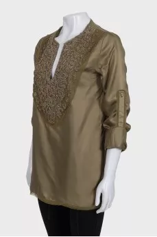 Silk blouse decorated with beads