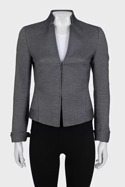 Gray cropped striped jacket