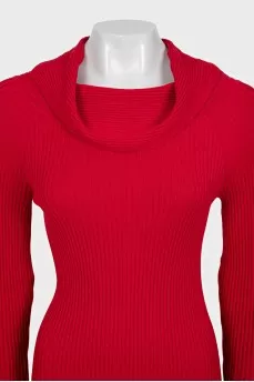 Red ribbed bodycon dress