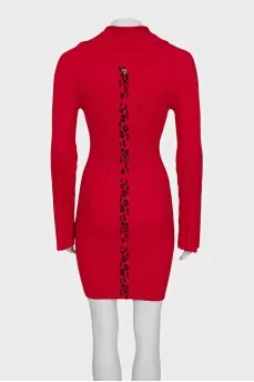 Red ribbed bodycon dress