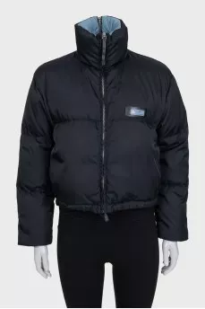 Black zip-up jacket with logo