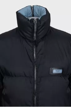 Black zip-up jacket with logo