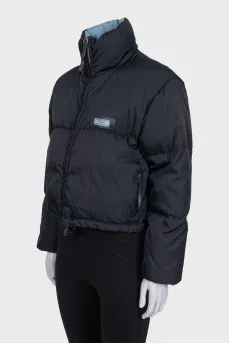 Black zip-up jacket with logo