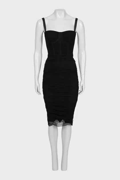 Draped mesh fitted dress