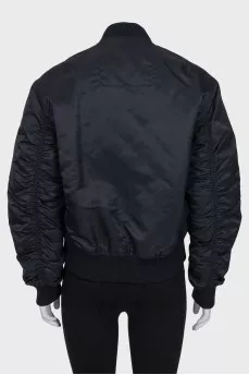 Black bomber jacket with a zipper