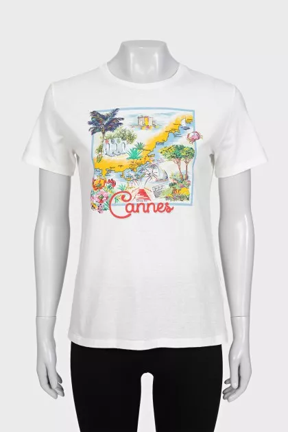 Straight-cut T-shirt with an accent print