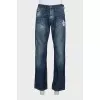 Men's straight-leg jeans with a distressed effect