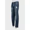 Men's straight-leg jeans with a distressed effect