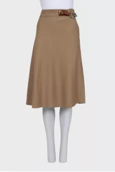 Wool skirt with metallic decor