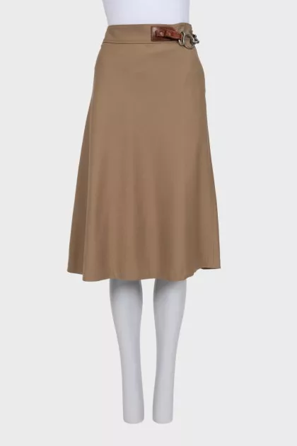Wool skirt with metallic decor