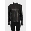 Black leather jacket with zipper