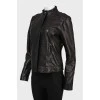 Black leather jacket with zipper